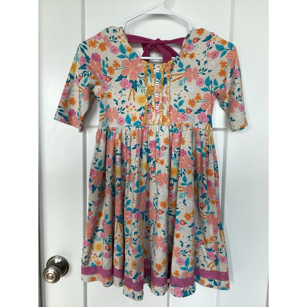 Wild Flowers Girls'‎ Size 10 Pink Blue Floral Lace Dress